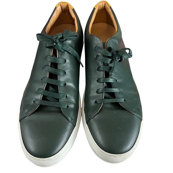 M. GEMI "ITALY MADE" LEATHER SNEAKER 12 US EU 45 Green Tan - Picture 7 of 7